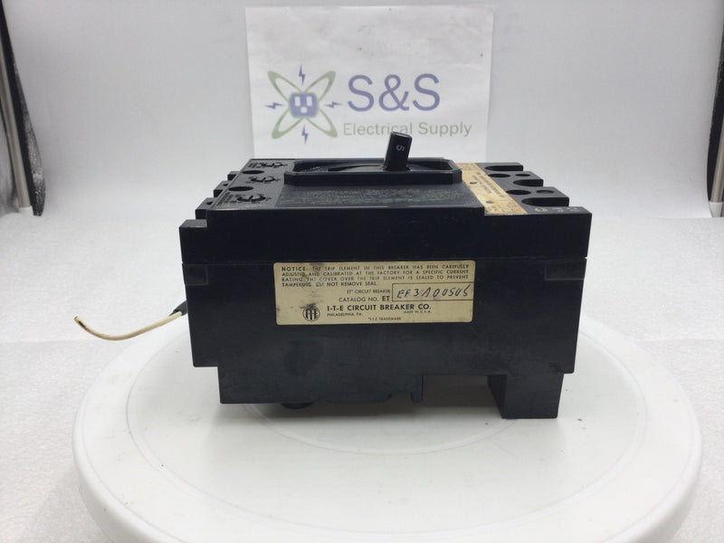 Siemens/ITE EF3A005 5 Amp 3 Pole 600V EF Frame Circuit Breaker w/Shunt Trip