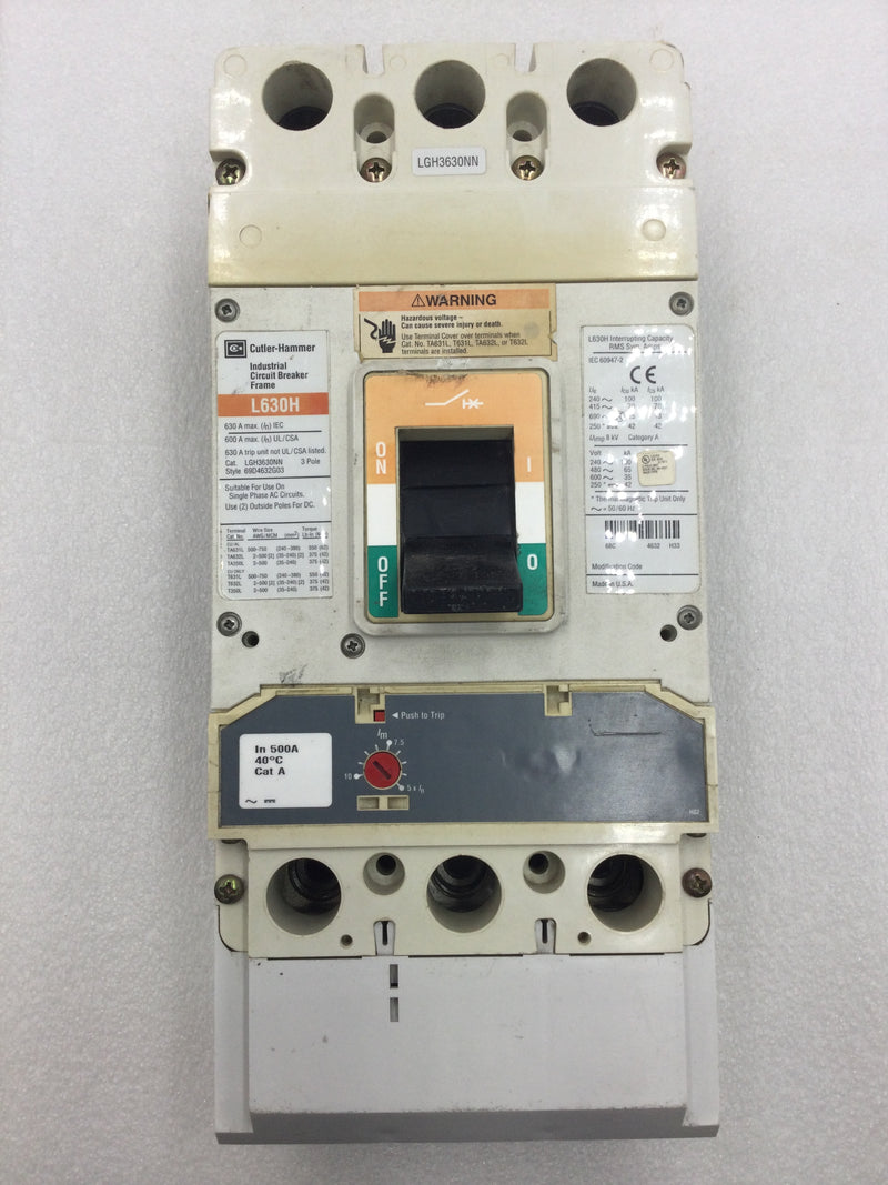 Cutler Hammer LGH3630NN 630 Amp 3 Pole 600V Circuit Breaker