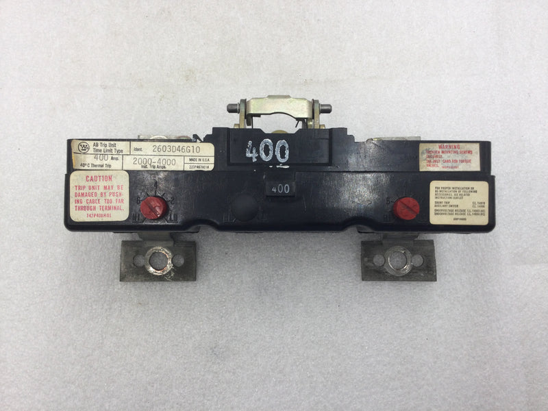 Westinghouse 2603D46G10 2 Pole 400 Amp Trip Unit for HLB and LB Circuit Breakers