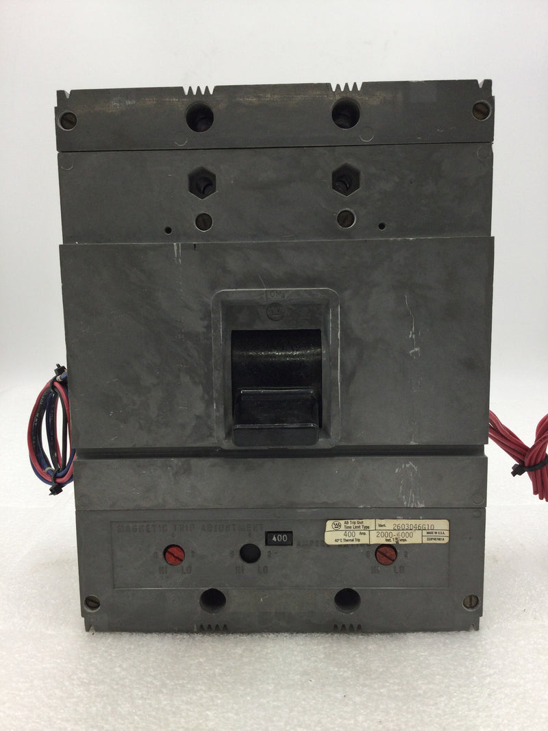 Westinghouse HLB2400F 400 Amp 2 Pole 600 VAC Circuit Breaker with Auxiliary Contacts and Shunt Trip