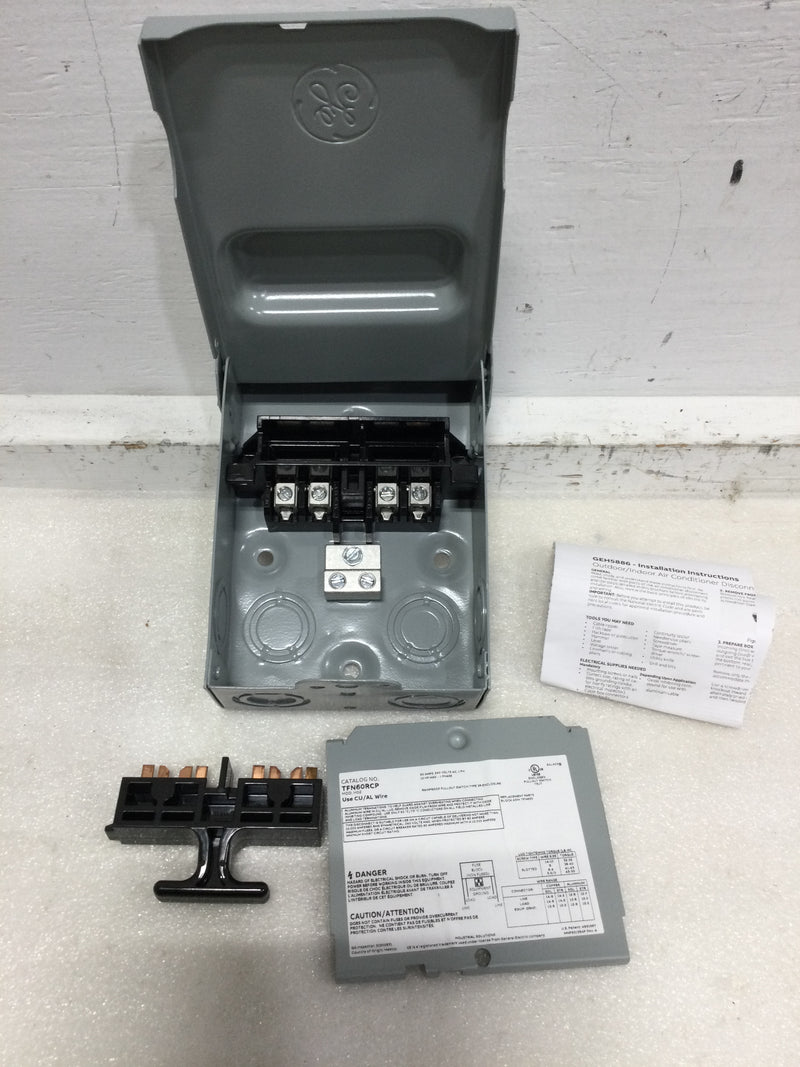 GE General Electric TFN60RCP Non-Fuse Metallic AC Disconnect 60 Amp 240-Volt Switch Box Power Enclosure