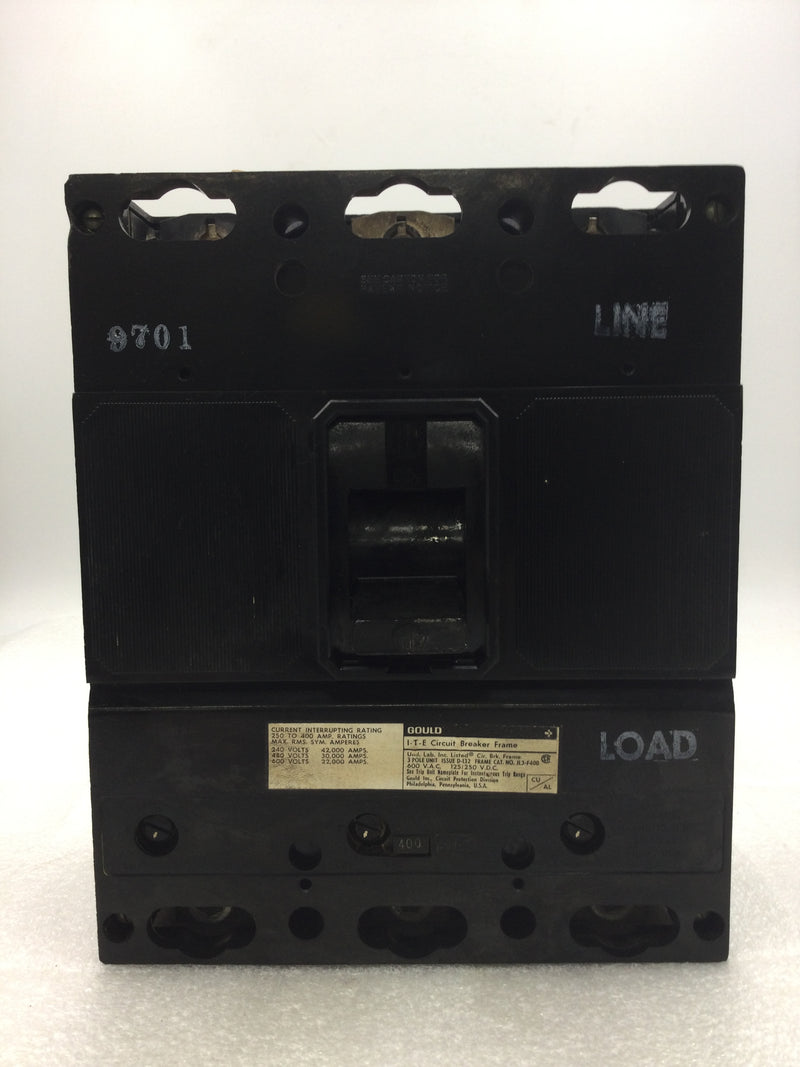 ITE JL3-F400 Series 3 Pole 400 Amp 600 VAC Circuit Breaker with 400 Amp Trip