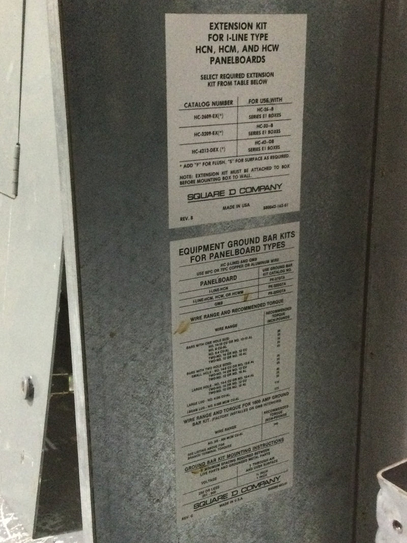 Square D HCW23598 HCW 3 Phase 800 Amp 600Vac I Line MLO Panelboard 59" x 42"