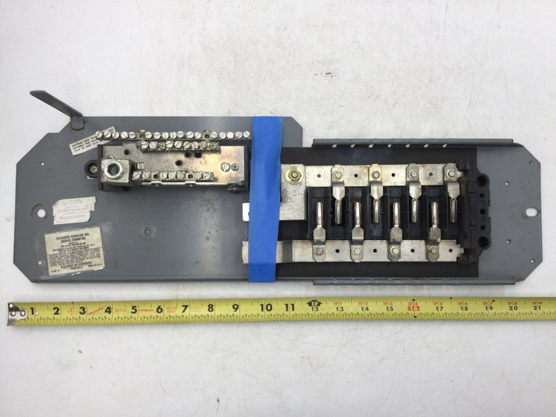 Square D QON16-30MW150 150 Amp 8 Space 16 Circuit Guts Only 6" x 21"