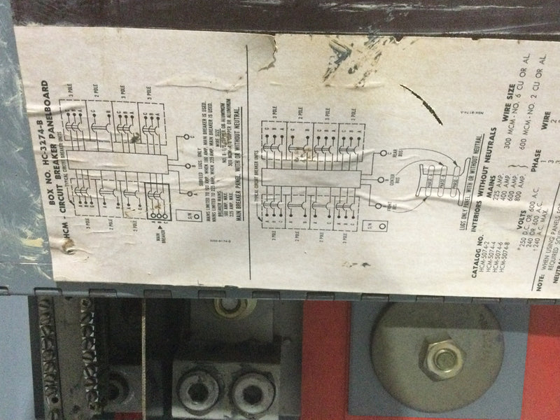 Square D HCM11953-7W 600 Amp 277/480V 3 Phase 4 Wire I Line Panelboard 74.5" x 32"