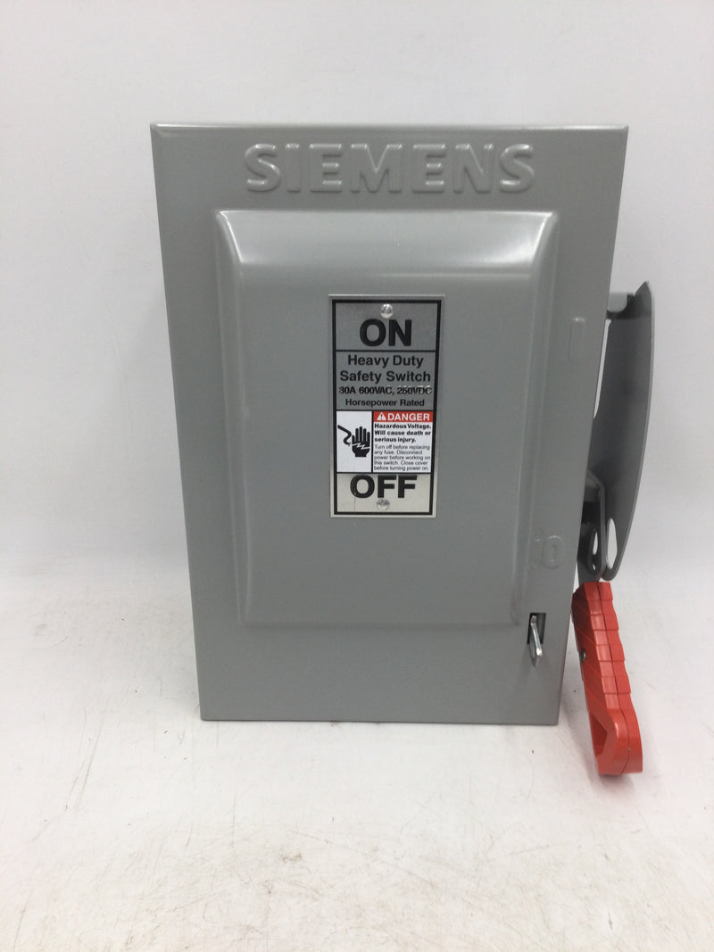 Siemens HNF361 Heavy Duty Safety Switch 30 Amp 600 VAC Nema Type 1 8" x 12"