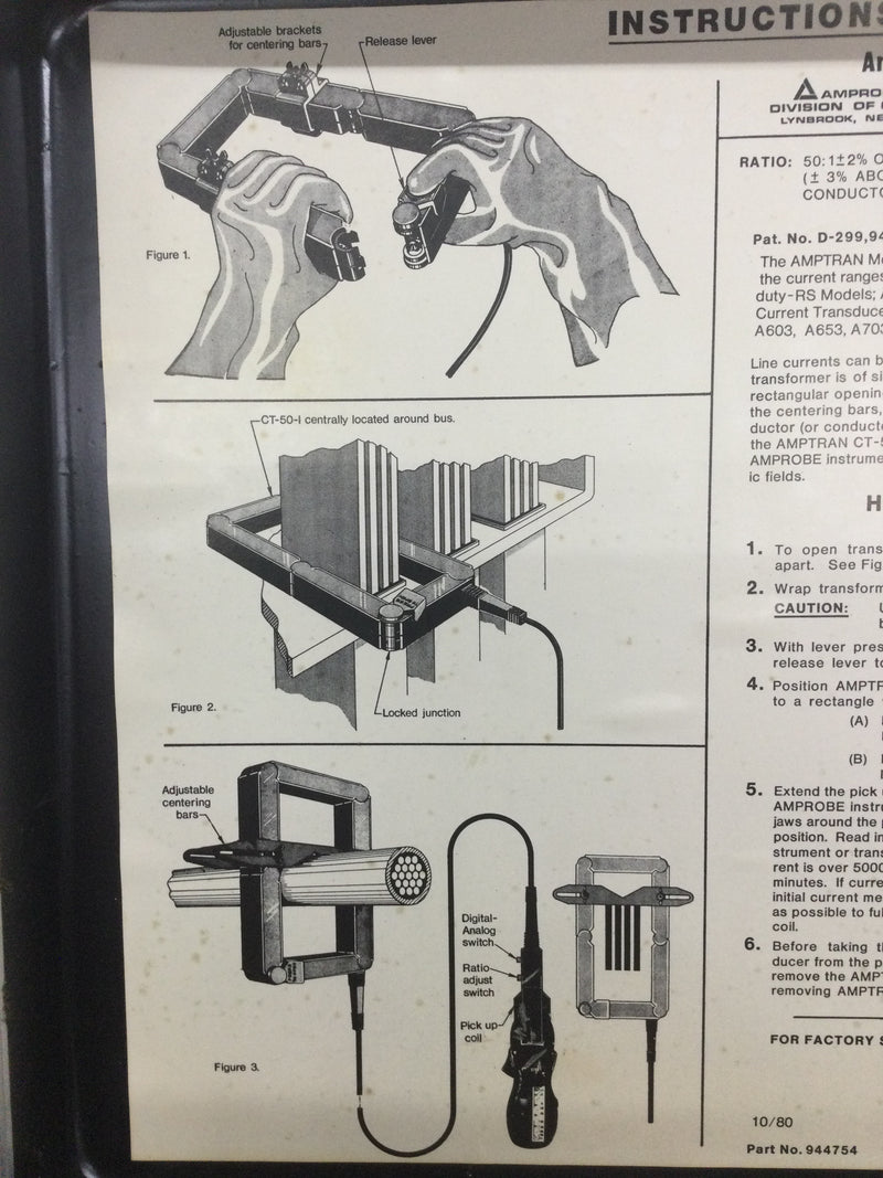 Amprobe Amptran CT-50-1 High Current Transformer in Carrying Case Range 0/5000 AC Amperes 60/50 Hz