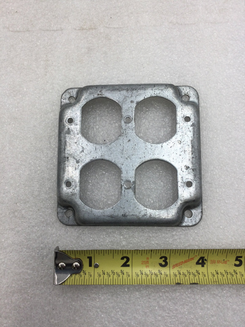 Lot of 2 Mixed Brands Metal 4" Square Double Gang Duplex Receptacle Cover 1/2" Raised