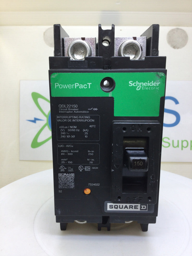 Square D QDL22150 150 Amp 2 Pole 240v PowerPacT Circuit Breaker