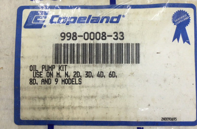 Copeland Compressor 998-0008-33 Oil Pump Kit OEM 998000833