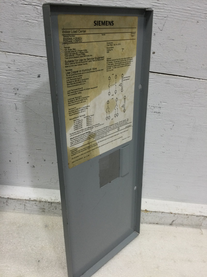 Siemens Indoor Load Center E0204ML1125SCU 125Amps Max 120/240V with 30 amp breaker