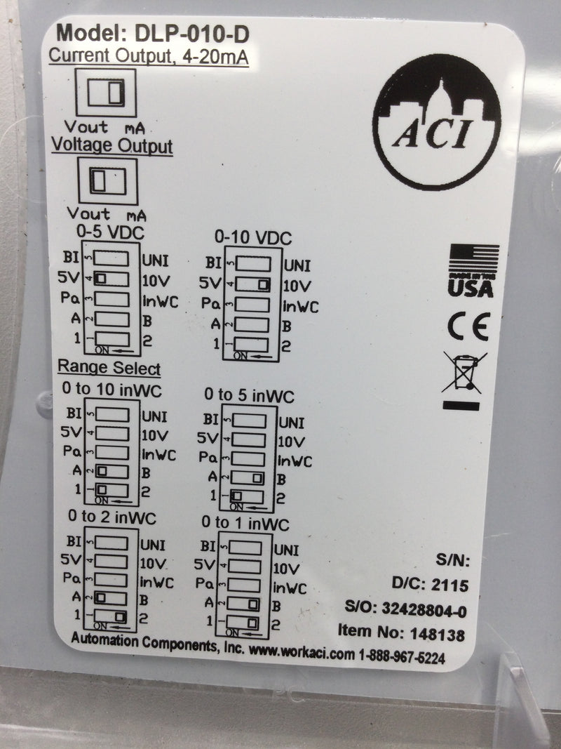 Automation Components, Inc. DLP-010-D Item