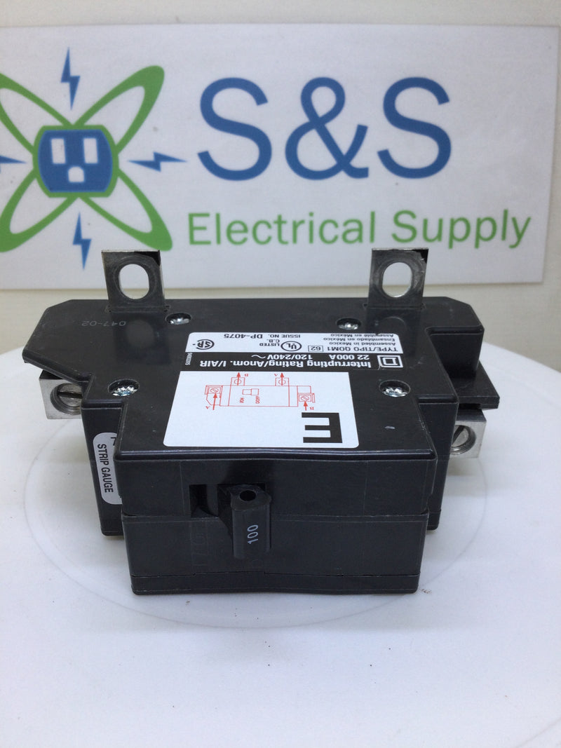 Square D QOM100VH Type QOM1 100 Amp 2 Pole 120/240v 22kA Circuit Breaker