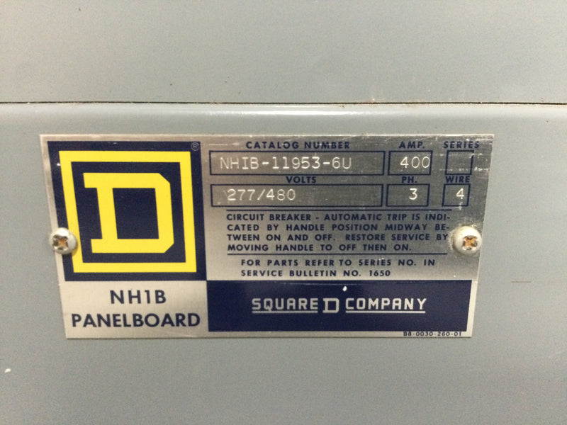 Square D NHIB-11953-6U 400 Amp 277/480V 3 Phase 4 Wire NH1B Panelboard 45" x 26"