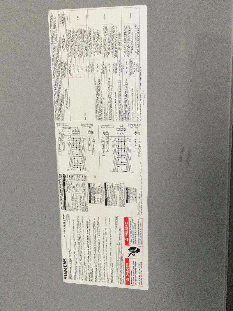 Siemens PW3054B3200CU 200-Amp 30-Space 54-Circuit 3-Phase Outdoor Rated Main Breaker 38.5" x 14.5"