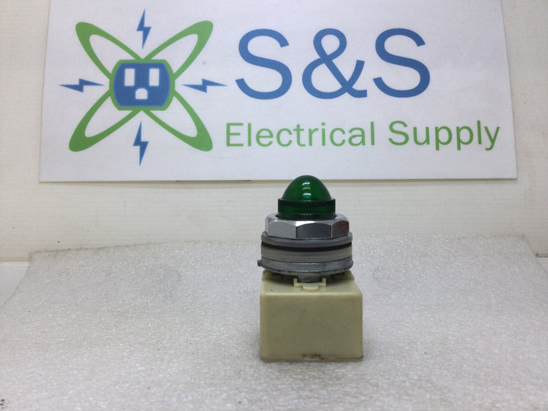 Square D Class 9001 KM-7 Green Pilot Light Module 220/240 VAC 50/60 Hz Series G Lamp GE755