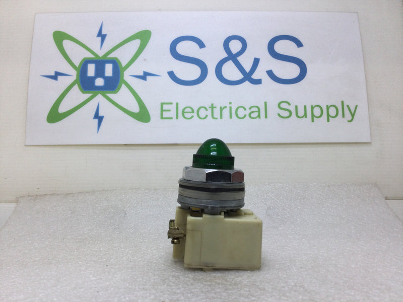 Square D Class 9001 KM-7 Green Pilot Light Module 220/240 VAC 50/60 Hz Series G Lamp GE755