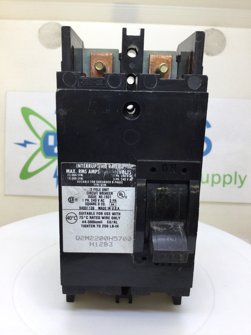 Square D Q2M2200H5700 22k 2 Pole 200 Amp 240V Circuit Breaker