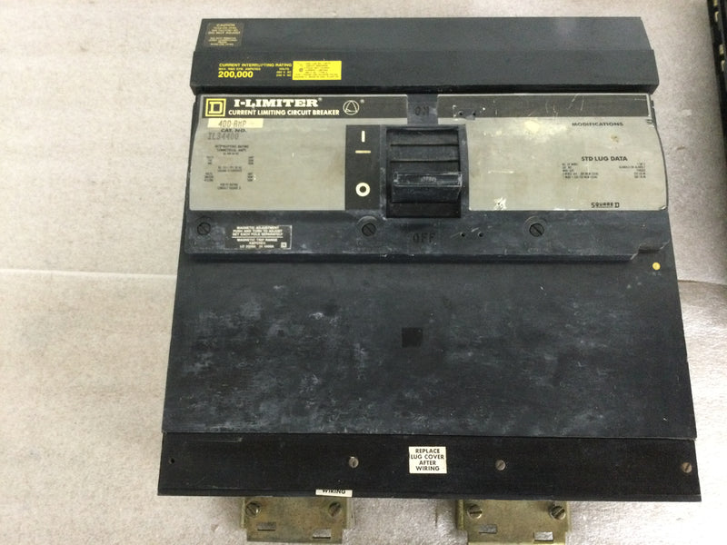 Square D IL IL34400 3 Pole 400 Amp 200k @480Vac  I Limiter Molded Case Circuit Breaker