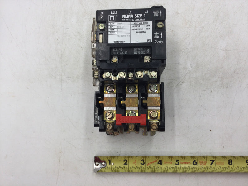 Square D 8536SCO3S Size 1 Series A 3 Pole 600 Vac Contactor