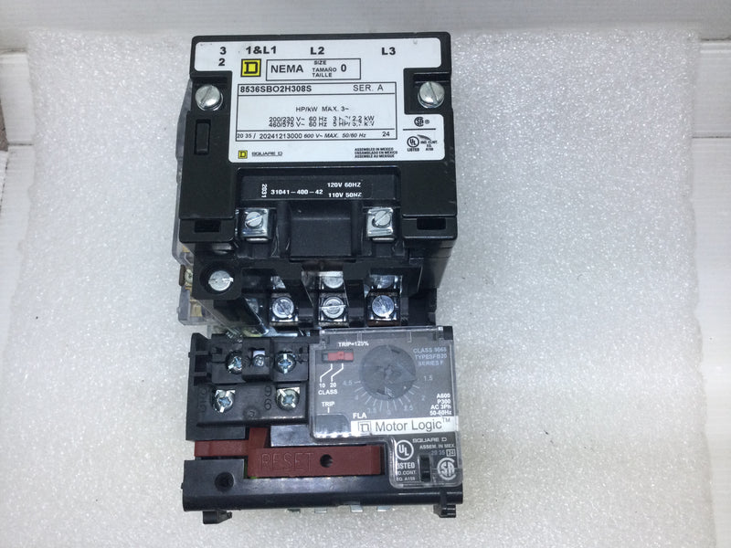 Square D 8536SBO2H308S Nema Size 0 3 Pole Contactor