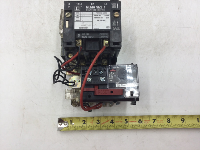 Square D 8536SCO3S Nema Size 1 Contactor Series A