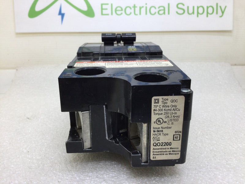 Square D QO2200 200 Amp 2 Pole 120/240V Plug on Circuit Breaker