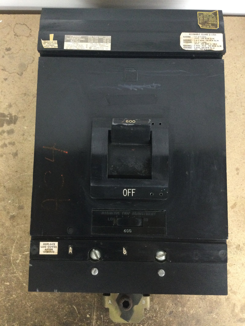 Square D MA36600 600 Amp 3 Pole 600 VAC 250 VDC I-Line Circuit Breaker