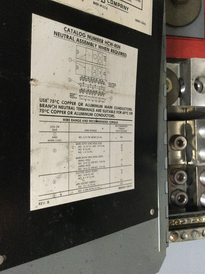 Square D HCW04398C 800 Amp I-Line Breaker Panel