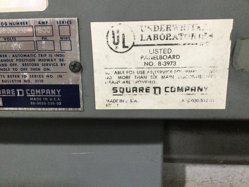 Square D HCW04398C 800 Amp I-Line Breaker Panel