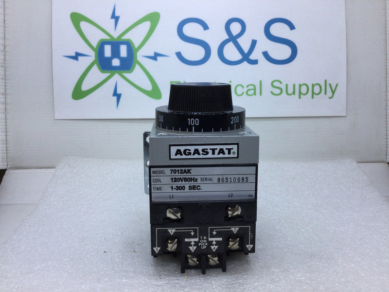 AGASTAT 7012AK Timer Relay 1-300 Sec. Relay 120V 60Hz Mounting Plate Included Ser.86510685