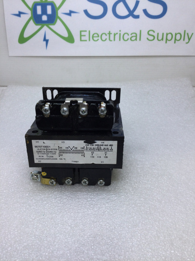 Square D 9070TF100D1 Single Phase 240/480V Input 120V Output 50/60Hz 30A 600V Max Control Transformer