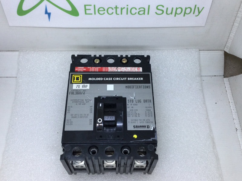 Square D FHL36070 60 Amp 3 Pole 600V I Line Circuit Breaker