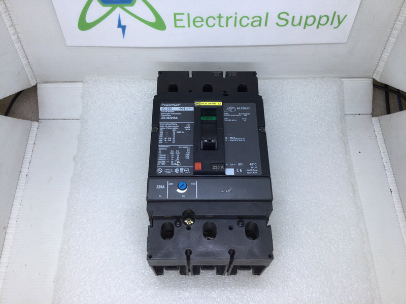 Square D JDL36225SA 3 Pole 225 Amp 600V Molded Case Circuit Breaker