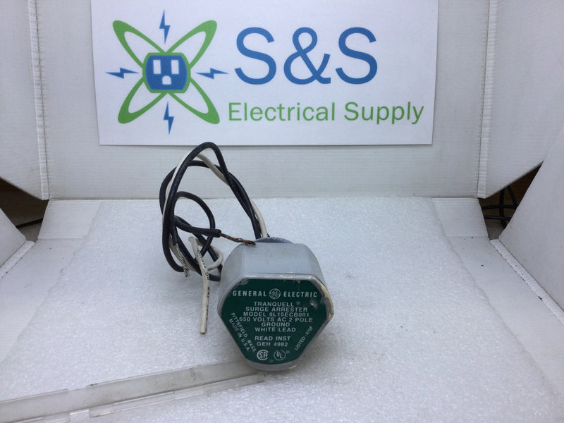 General Electric 9L15ECB001 Tranquell Surge Arrestor 650V AC 2-Pole Ground White Lead