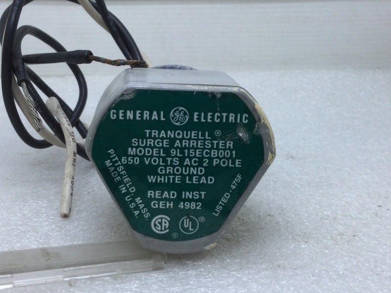 General Electric 9L15ECB001 Tranquell Surge Arrestor 650V AC 2-Pole Ground  White Lead