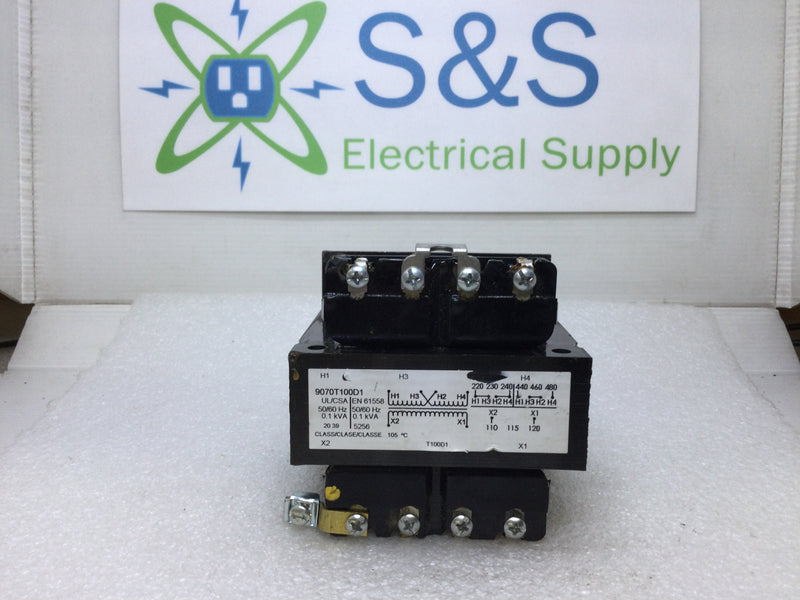 Square D 9070T100D1 Control Transformer 100 VA 240/480 VAX Primary 120 VAC Secondary