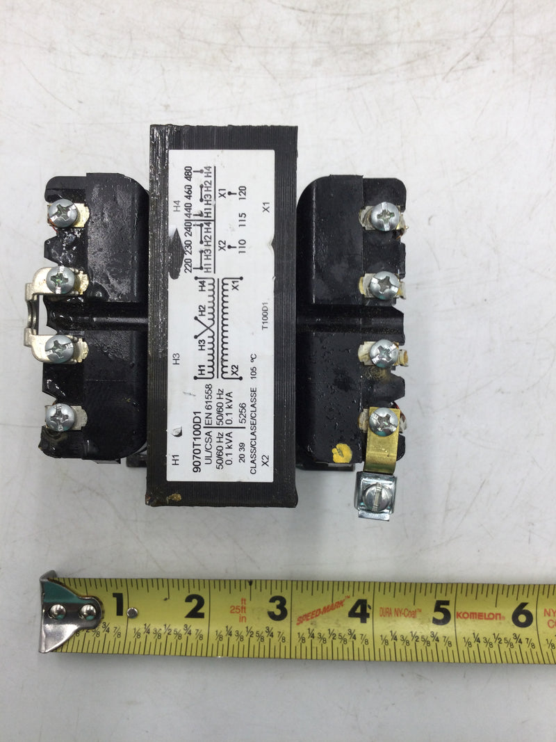 Square D 9070T100D1 Control Transformer 100 VA 240/480 VAX Primary 120 VAC Secondary