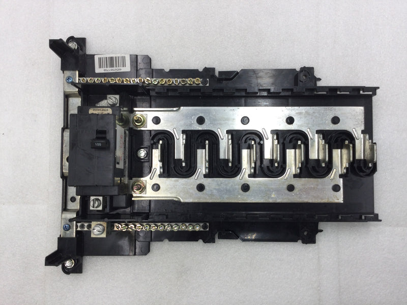 Square D/Homeline HOM20M100RB 100 Amp 10 Space/20 Circuit 120/240 VAC Load Center with Main Breaker Guts Only 9" X 14"