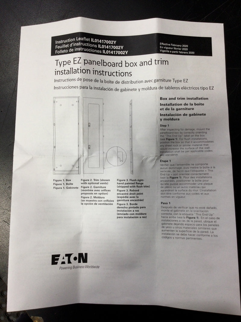 Eaton EZT2072S Eaton Pow-R-Xpress EZ trim surface, unvented for 20"W X 72"H box WEM2 Keyed