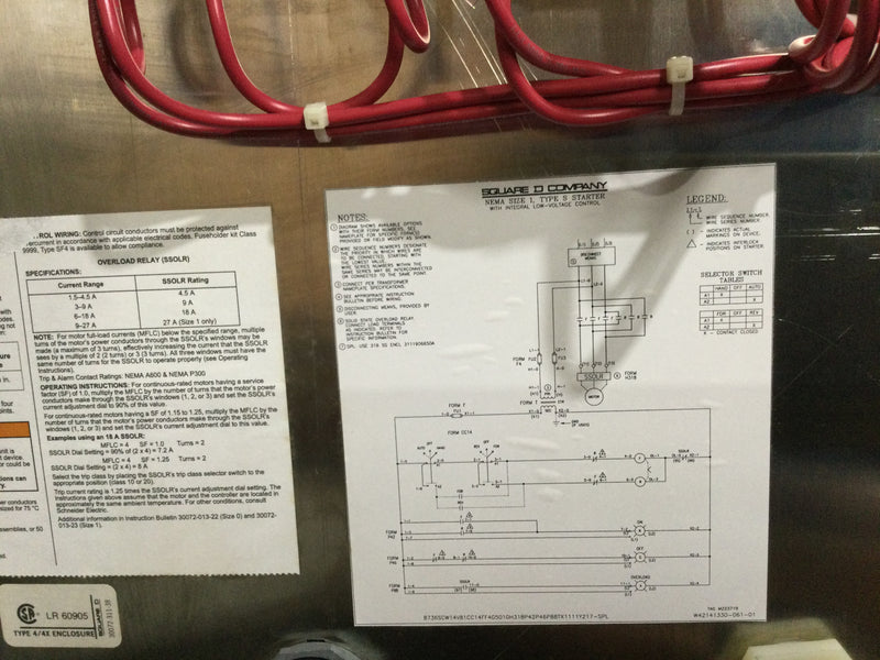 Square D 8736SCW14V81 AC Reversing Magnetic Starter in NEMA 4/4x Enclosure