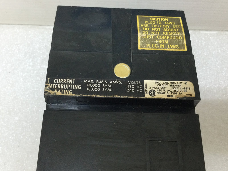 Square D FA24060AC 2 Pole 60 Amp 480V Circuit Breaker