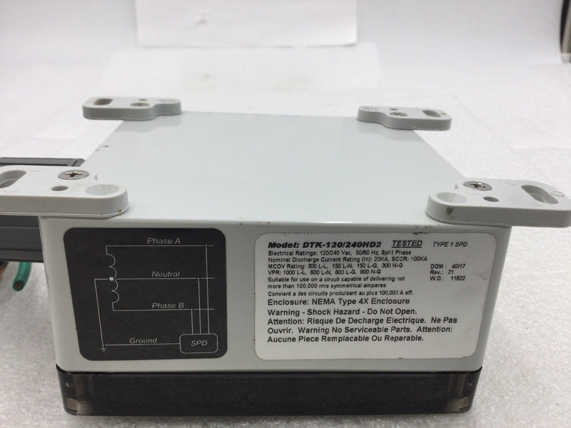 Ditek DTK-120/240 HD2 Transient Voltage Surge Suppressor 120/240V 50/60Hz