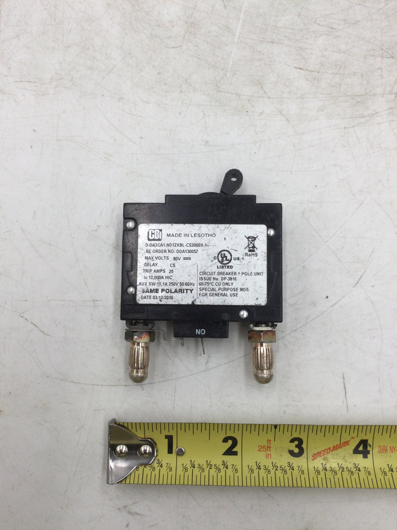 CBI DDA130057 Single Pole 80 Volt 20 Amp Bullet Style Circuit Breaker