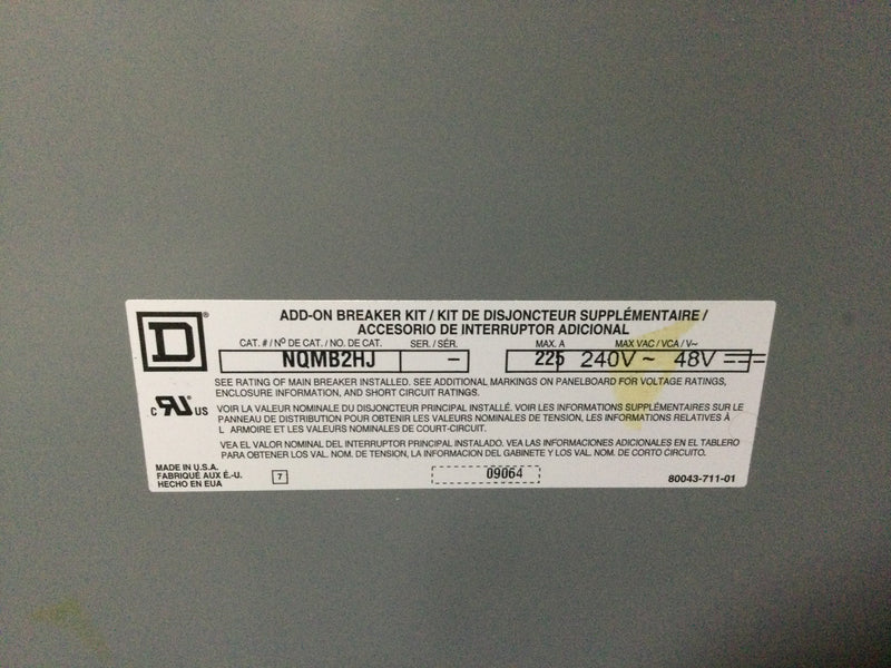 Square D NC50S with Square D NQ442L2C 225 Amp 240v 3 Phase 4 Wire Type 1 42 Space Panelboard Enclosure w/o Main Breaker 50" x 20"