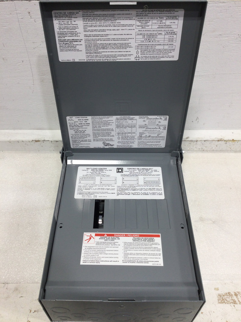 Square D QO612L100RBCP 100 Amp, 6 Space, 12-Circuit Outdoor Main Lug Load Center