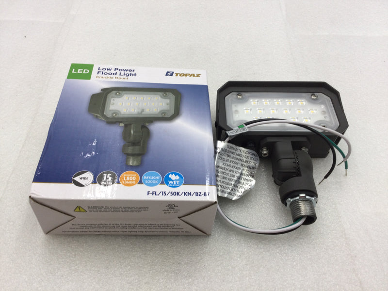 Topaz F-FL/15/50K/KN/BZ-87 15 Watt Low Power LED Flood Light 120-277 VAC 1800 Lumens with Knuckle Mount