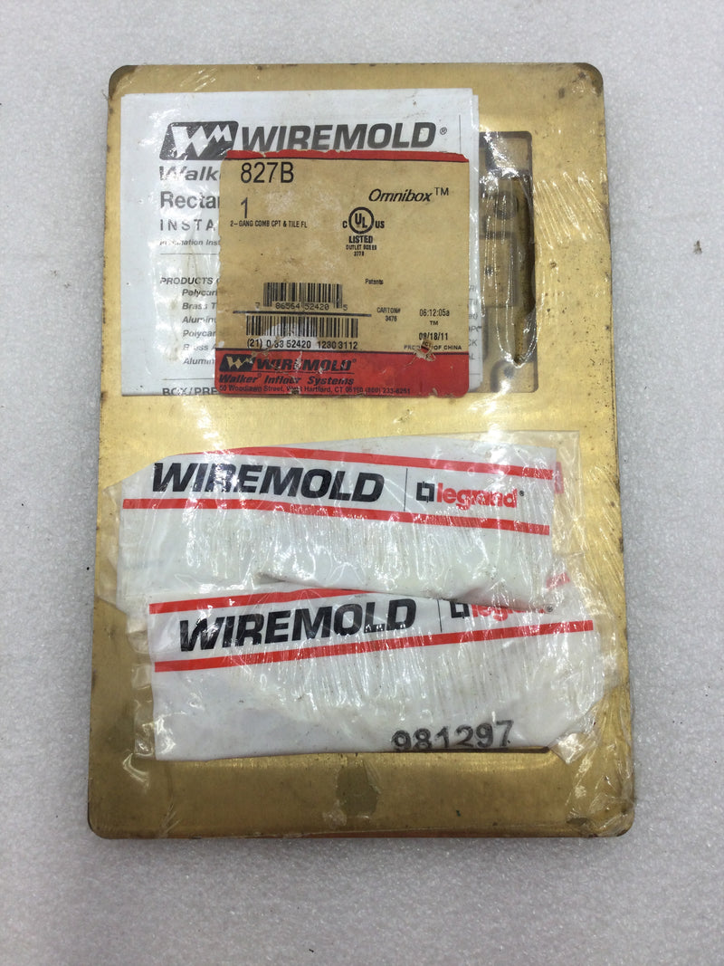 Wiremold 827B 2 Gang Brass Floor Box Flange for Carpet or Tile