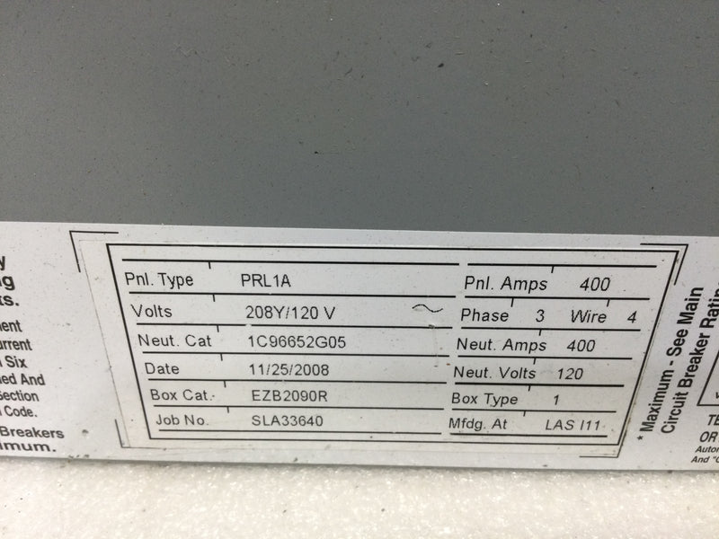 Eaton Cutler Hammer Panel Board Prl1a Cover/ Dead Front Only Nema1 22" x 10 5/8"