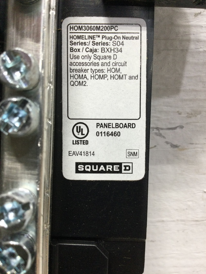 Square D/Homeline HOM3060M200PC Panel Guts Only 200 Amp 15 Space/30 Circuit